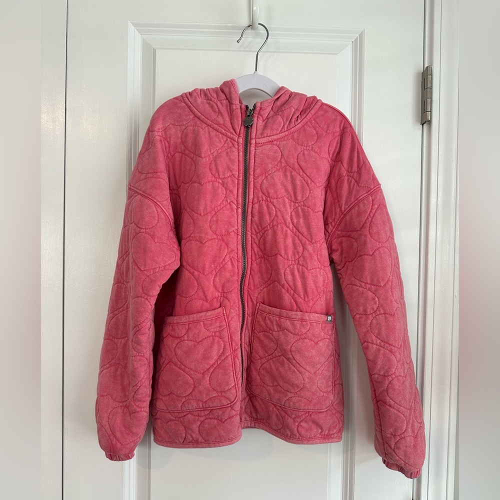 Lucky Brand Girls Rapture Rose Quilted Heart Zip Jacket Size M/8-10